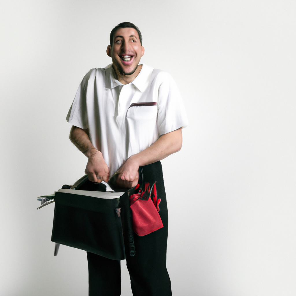 Licensed Canadian plumber in clean uniform with tools
